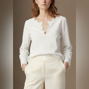 NWT Trina Turk $250 retail white beautiful Cotton blouse. Size M.